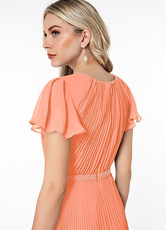 Azazie Kara Bescheidene Brautjungfernkleider A-Linie Plissee Chiffon Bodenlänge Kleid image6