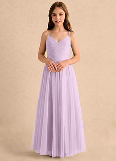 Azazie Poppy Girls Formal Abiti da Ragazza di Fiori Abito A-Line in Tulle Plissettato Lilla Glassato image4