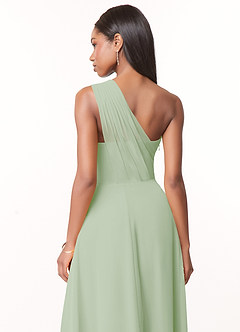 Azazie Ashley Bridesmaid Dresses Dusty Sage A-Line Ruched Chiffon Dress image3