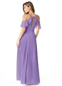 Azazie Dakota Bridesmaid Dresses Tahiti A-Line V-Neck Pleated Chiffon Dress image2