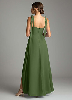 Azazie Debra Bridesmaid Dresses Olive A-Line with Pockets Chiffon Convertible Dress image10