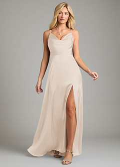 Azazie Sarella Bridesmaid Dresses White Alabaster A-Line Pleated Stretch Satin Dress image6