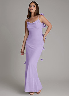 Azazie Kalico Robes de demoiselle d'honneur Robe Sirène en Mousseline de soie Plissée Lilas image1