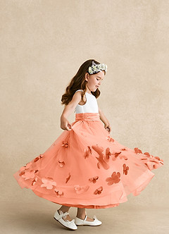Azazie Vi Flower Girl Dresses Sunset A-Line Sleeveless Tulle Dress image2