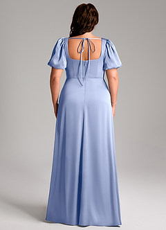 Azazie Fyona Bridesmaid Dresses Ice A-Line Pleated Stretch Satin Dress image9