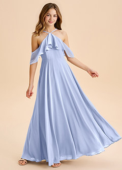 Azazie Tessabelle Junior Ice A-Line Off the Shoulder Chiffon Dress image4