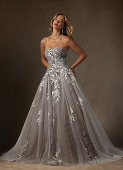 Azazie Keri Robes de mariée Robe Princesse en Dentelle Sans bretelles Blanc Diamant Moka image5