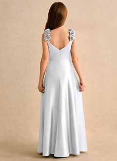 Azazie Rosita Junior Formal vestidos de niña de las flores Vestido de Blanco de Satin Mate de Corte en A con Plisado image4