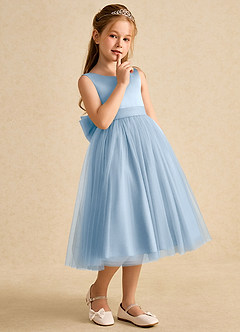 Azazie Winnie Robe Demoiselle D'honneur Fillette Robe Princesse en Tulle Arc Poudre Bleue image6