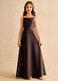 Azazie Joella Girls Formal Flower Girl Klänningar Klä A-Line i Matt satäng Plisserad image5