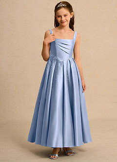 Azazie Mochi Girl vestidos de niña de las flores Vestido de Hielo de Satin Mate de Princesa con Plisado image5