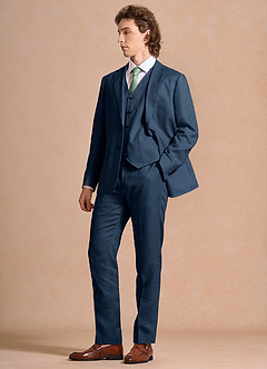 front Harrison Dunkelmarine 3-teiliger Anzug aus 100 % Leinen