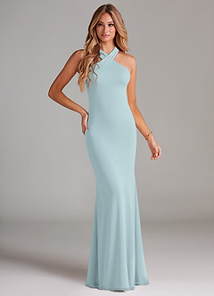Azazie Doretta Bridesmaid Dresses Mist Mermaid Pleated Chiffon Dress image1
