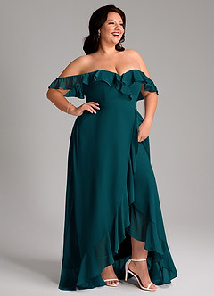 Azazie Lyra Bridesmaid Dresses Pine A-Line Chiffon Convertible Dress image14