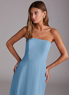 Azazie Wren Bridesmaid Dresses Steel Blue A-Line Strapless Chiffon Dress image5