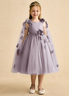 Azazie Staria Flower Girl Dresses Dusk Ball-Gown Ruched Tulle Dress image6
