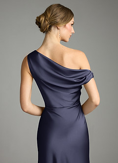 Azazie Emerson Bridesmaid Dresses Stormy Mermaid Off the Shoulder Stretch Satin Dress image7