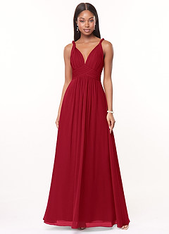 Azazie Maren Bridesmaid Dresses Scarlet A-Line Pleated Chiffon Dress image1