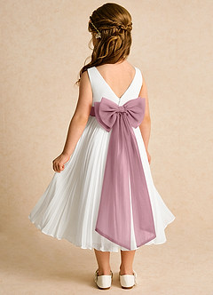 Azazie Margot Flower Girl Dresses Ivory Vintage Mauve A-Line Pleated Chiffon Dress image5