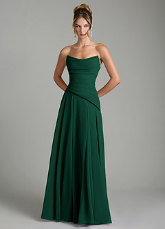 Azazie Gabriela Bridesmaid Dresses Emerald A-Line Corset Chiffon Dress image7
