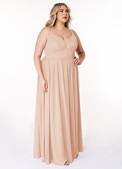 Azazie Rayna Bridesmaid Dresses English Rose A-Line V-Neck Pleated Chiffon Dress image10