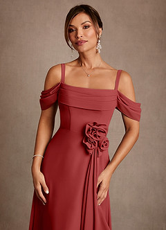 Azazie Amherst vestidos de madre de la novia Vestido de Óxido de Gasa de Corte en A con Vestidos sin tirantes image5