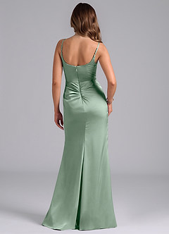 Azazie Donielle Bridesmaid Dresses Agave Mermaid Corset Stretch Satin Dress image2