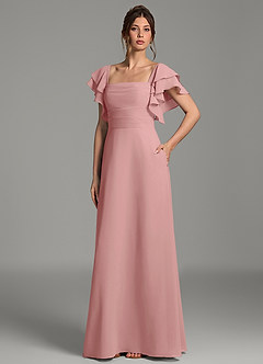 Azazie Dacia Bridesmaid Dresses Dusty Rose A-Line Ruched Chiffon Dress image6