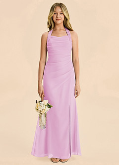 Azazie Destiny Junior Candy Pink Sheath Ruched Chiffon Dress image4