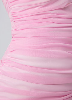Menaphilo Pink Off-Shoulder Tulle Bodycon Mini Dress image9