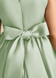 Azazie Peaches vestidos de niña de las flores Vestido de Salvia Polvorienta de Satin Mate de Corte En A con Lazo image6