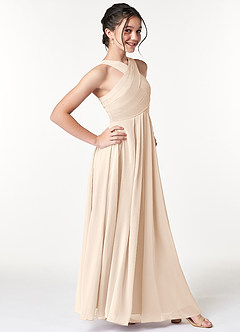 Azazie Kaleigh Junior White Alabaster A-Line Pleated Chiffon Dress image3