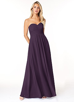 Azazie Yazmin Bridesmaid Dresses Plum A-Line Sweetheart Neckline Chiffon Convertible Dress image1
