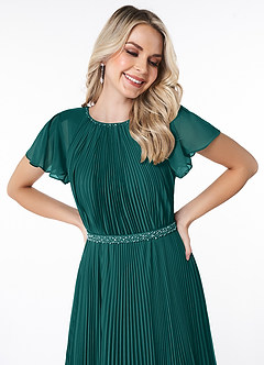 Azazie Kara Modest Bridesmaid Dresses A-Line Pleated Chiffon Floor-Length Dress image5