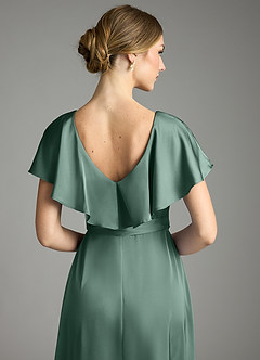 Azazie Lainey Vestidos de damas de honor Vestido de Eucalipto de Satén Elástico de Corte en A con Con bolsillos image2