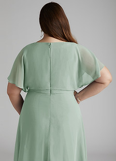 Azazie Aaliyah Modest Bridesmaid Dresses A-Line Scoop Pleated Chiffon Floor-Length Dress image10