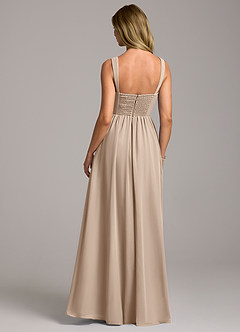 Azazie Rosaline Bridesmaid Dresses Taupe A-Line Side Slit Chiffon Dress image6