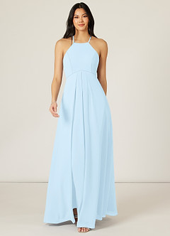 Azazie Sarah Bridesmaid Dresses Sky Blue Empire Pleated Chiffon Dress image1