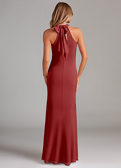 Azazie Doretta Bridesmaid Dresses Rust Mermaid Pleated Chiffon Dress image2