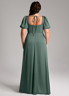 Azazie Fyona Vestidos de madrinha de casamento Vestido Musgo Marinho de Cetim elástico de Linha A com Plissado image9