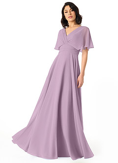 Azazie Pamela Bridesmaid Dresses Wisteria A-Line V-Neck Pleated Chiffon Dress image1