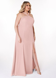 Azazie Rue Brautjungfernkleider A-Linie Halter Chiffon Kleid Puderrosa image10