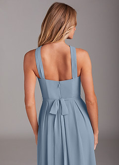 Azazie Dixie Bridesmaid Dresses Dusty Blue A-Line Halter Pleated Chiffon Dress image6