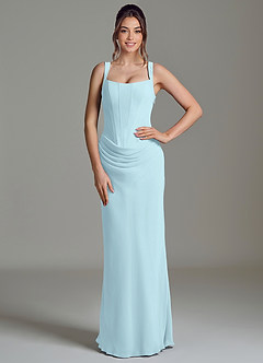 Azazie Niamh Robes de demoiselle d'honneur Robe Sirène en Mousseline de soie Corset Bleu Nuage image1