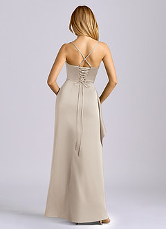 Azazie Sarai Suknie dla druhen Osłona Gorset Satyna elastyczna Do ziemi Sukienka image5