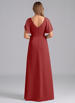 Azazie Ambrosia Bridesmaid Dresses Rust A-Line Pleated Chiffon Dress image6
