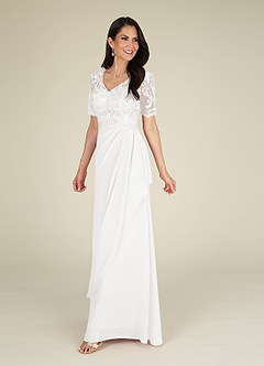 Azazie Amedeus Mother of the Bride Dresses Ivory A-Line V-Neck Lace Chiffon Dress image6
