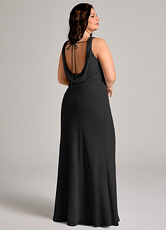 Azazie Rylina At-home Try On Dresses Black Mermaid Pleated Chiffon Dress image8