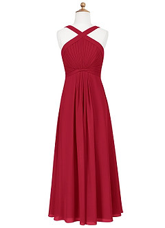 Azazie Anthea Junior Scarlet Pleated Chiffon Dress image6