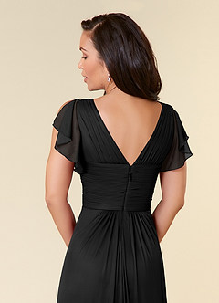 Azazie Reneya Mother of the Bride Dresses Black A-Line Pleated Mesh Dress image6